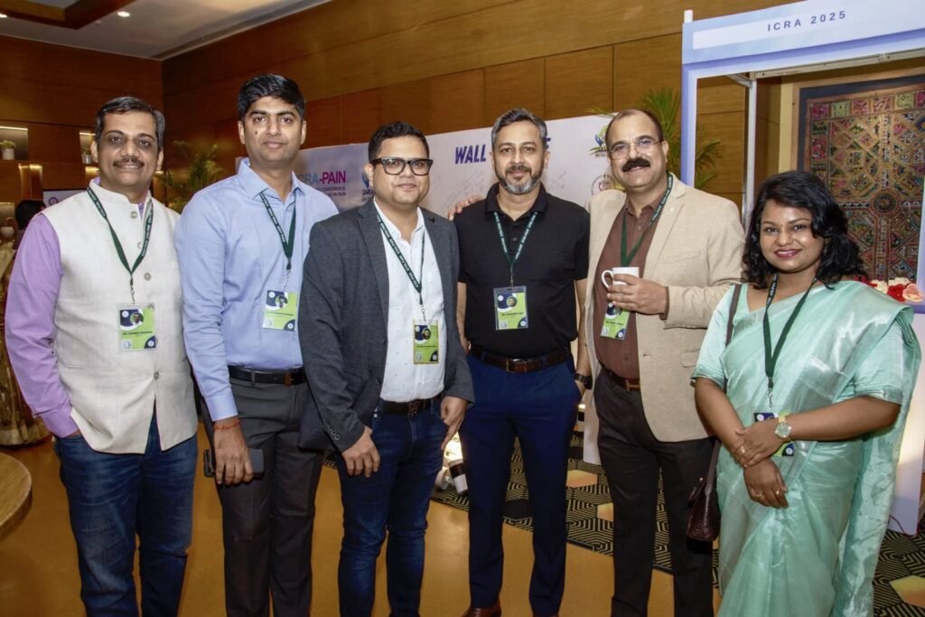 Dr. Shovan Kumar Rath posing with fellow faculty and delegates at International Pain Conference 2025, representing Pain Free Odisha on a global stage